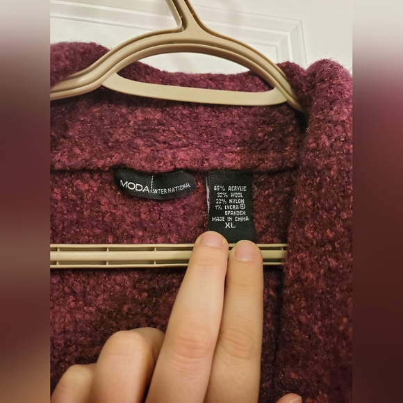 Ruffled Burgundy Cardigan/Sweater/Jacket - Picture 2 of 3